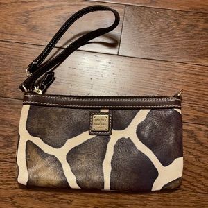 Dooney and Burke leather giraffe wristlet